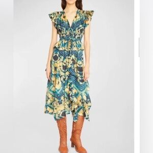 ULLA JOHNSON avia midi dress in constellation Sz 10